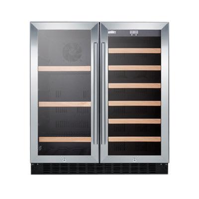 Summit SWBV3071 29 1/2" 2 Section Commercial Wine Cooler w/ (2) Zones - 33 Bottle Capacity, 115v, Undercounter, 115 V, Black