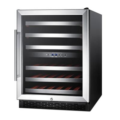 Summit SWC530BLBIST 23 5/8" 1 Section Commercial Wine Cooler w/ (2) Zones - 36 Bottle Capacity, 115v, 46 Bottle Capacity, Silver