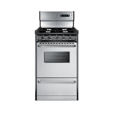 Summit TNM1307BKW 20"W Gas Stove w/ 4 Burners - Black/Stainless, Natural Gas, Silver, Gas Type: NG