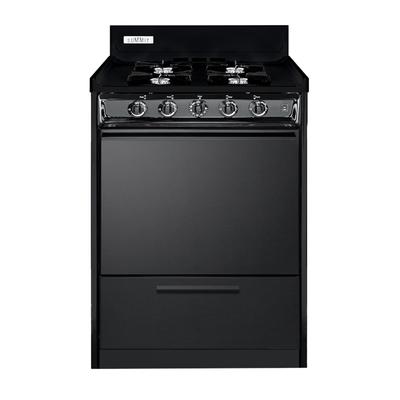 Summit TNM6107C 24"W Gas Stove w/ 4 Burners - Black, Natural Gas, Gas Type: NG