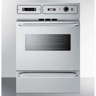 Summit TTM7882BKW 24"W Gas Wall Oven w/ Window - Stainless Steel, Convertible, Silver, Gas Type: Convertible