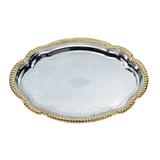 Vollrath 47265 Odyssey Oval Serving Tray - Brass Accent, 18 1/8x13" Chrome, Silver