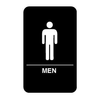 Vollrath 5635 6" x 9" Men Sign - Braille, White on Black