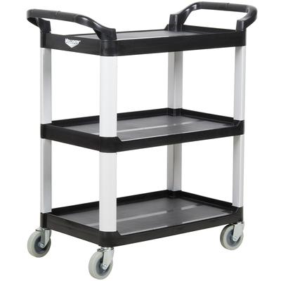 Vollrath 97006 3 Level Polymer Utility Cart w/ 300 lb Capacity, Raised Ledges, 3 Shelves, Black