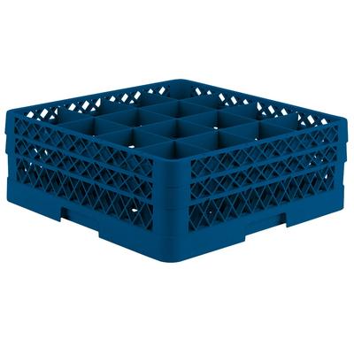 Vollrath TR8DD Rack-Master Glass Rack w/ (16) Compartments - (2) Extenders, Royal Blue