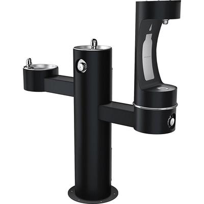 Elkay LK4430BF1LBLK Outdoor Bottle Filling Station w/ 2 Drinking Fountains - 52 1/8"H, Non Refrigerated, Black
