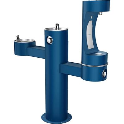 Elkay LK4430BF1LFRKBLU Outdoor Bottle Filling Station w/ 2 Drinking Fountains - 52 1/8"H, Non Refrigerated, Blue