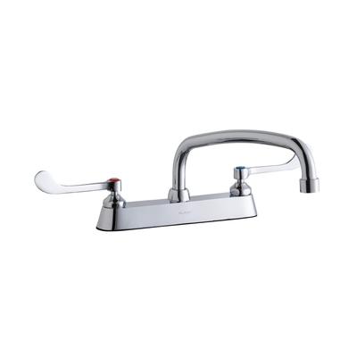 Elkay LK810AT12T6 Deck Mount Faucet w/ 12" Arch Tube Spout & 6" Wrist Blade Handles - 8" Centers