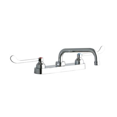 Elkay LK810TS08T6 Deck Mount Faucet w/ 8" Tube Spout & 6" Wrist Blade Handles - 8" Centers