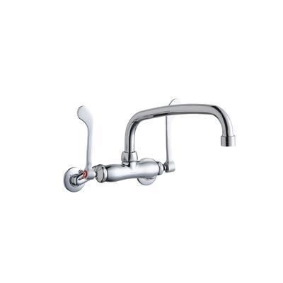 Elkay LK945AT10T6T Splash Mount Faucet w/ 10" Arched Swing Spout & 6" Wrist Blade Handles - 8" Centers, Chrome