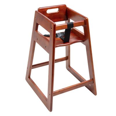 CSL 900DK-KD 27" Stackable Wood High Chair w/ Waist Strap - Rubberwood, Dark Brown
