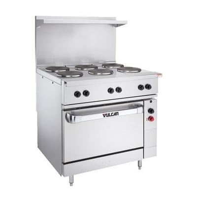 Vulcan EV36S-2FP2HT240 36" Commercial Electric Range w/ (2) French Hot Plates & (2) Hot Tops, 240v/1ph, Stainless Steel