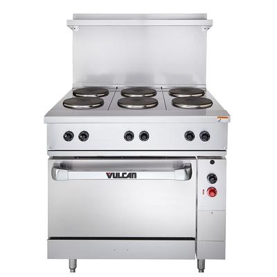 Vulcan EV36S-4FP12G240 36" Commercial Electric Range w/ (4) French Hot Plates & (1) Griddle, 240v/1ph, Stainless Steel
