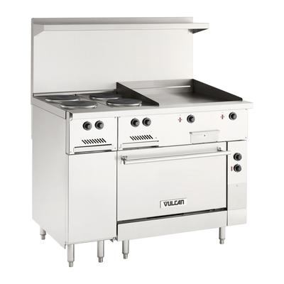 Vulcan EV48S-8FP-240 48" Commercial Electric Range w/ (8) French Hot Plates & Standard Oven, 240v/3ph, Stainless Steel