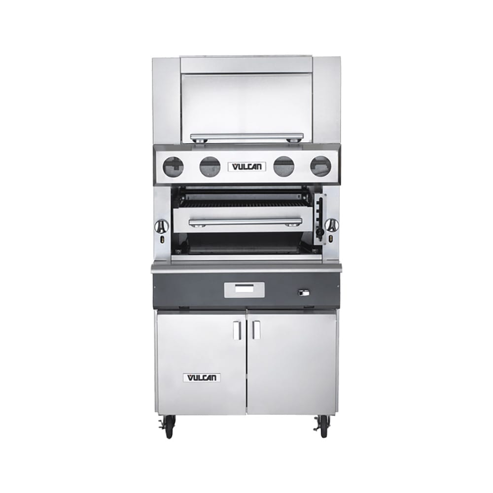 Vulcan VBB1CF LP 36" Upright Broiler w/ 3 Burners - Convection Oven Base, Liquid Propane, Cabinet Base, Stainless Steel, Gas Type: LP