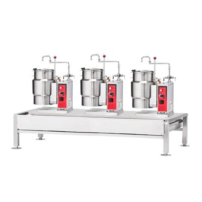 Vulcan VEKT80/666 230/3 (3) 6 gal Steam Kettles & Stand Assembly - Manual Tilt, 2/3 Jacket, 230v/3ph, Stainless Steel