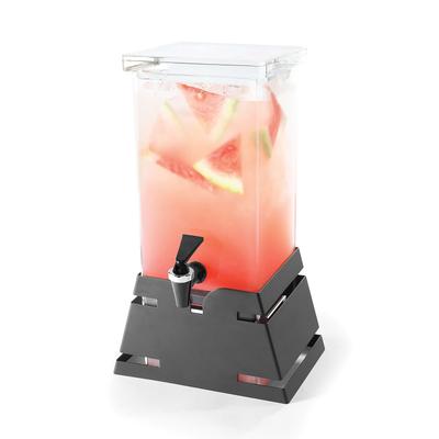 Rosseto LD142 1 gal Beverage Dispenser w/ Ice Basket - Plastic Container, Black Base