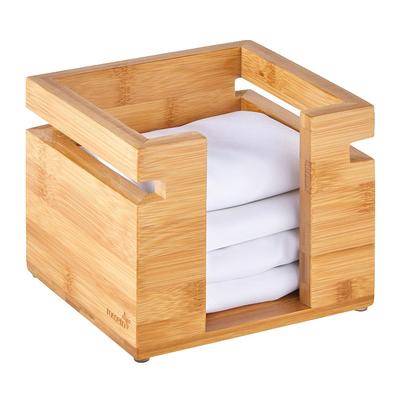 Rosseto SB107 6 5/16" Square Napkin Holder - Bamboo, Natural Finish, Beige