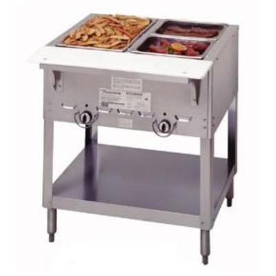 Duke 302 LP 30 3/8" Hot Food Table w/ (2) Wells & Cutting Board, Liquid Propane, Silver, Gas Type: LP