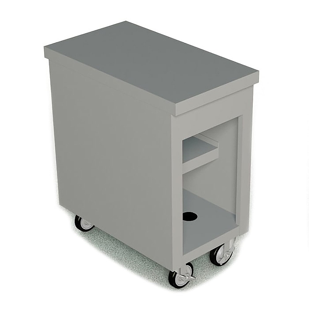 Duke TST-18PG 18" Mobile Serving Counter w/ Shelves & Stainless Top, Semi Gloss Black, 2 Shelves, Paint Grip Steel