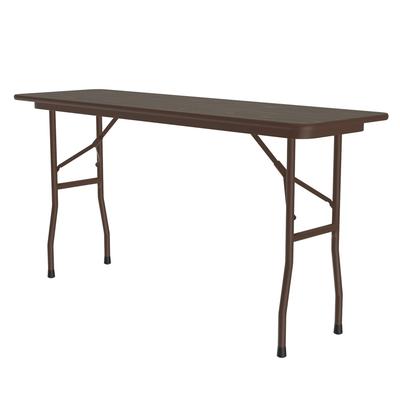 Correll PC1896P 01 96" Rectangular Folding Table w/ Walnut Plywood Top, 29"H, Black