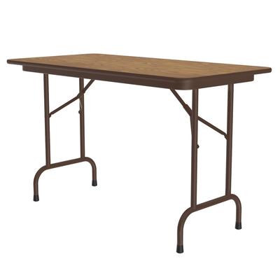 Correll PC2460P 06 60" Rectangular Folding Table w/ Medium Oak Plywood Top, 29"H, Brown