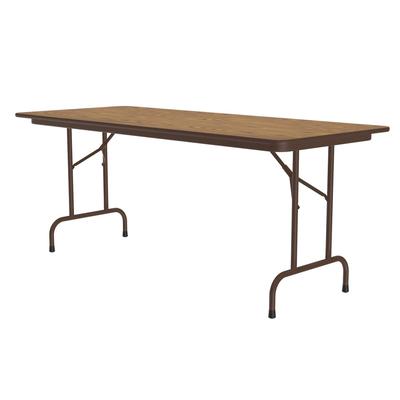 Correll PC3096P 06 96" Rectangular Folding Table w/ Medium Oak Plywood Top, 29"H, Brown