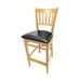 Oak Street WB102NT Commercial Bar Stool w/ Vertical Back & Black Vinyl Seat, Wood Frame, Natural