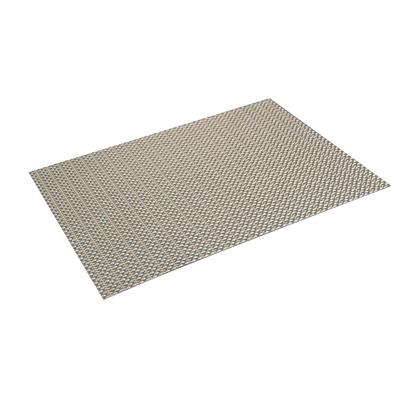 Risch GA-2004 Rectangular Woven Vinyl Placemat - 16" x 12", Metallic Taupe, Multi-Colored