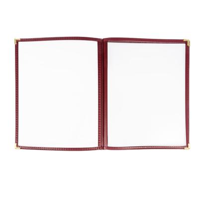 Risch TETB8.5X11 DS #08 Triple Pocket Vinyl Menu Cover, 8 1/2"W x 11"H, Maroon Leatherette, Red