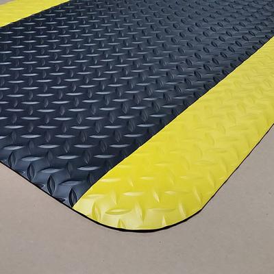 Cactus Mat 1053R-375 GRY Cushion Diamond-Dekplate w/ Yellow Edge - 3' x 75', Vinyl, Gray, Gray Vinyl
