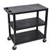 Luxor EC222-B 3 Level Polymer Utility Cart w/ 400 lb Capacity - Raised Ledges, Black