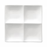 Oneida F8010000946 9 7/8" Square Buffalo Plate - (4) Compartments, Porcelain, Bright White, 4-Compartment