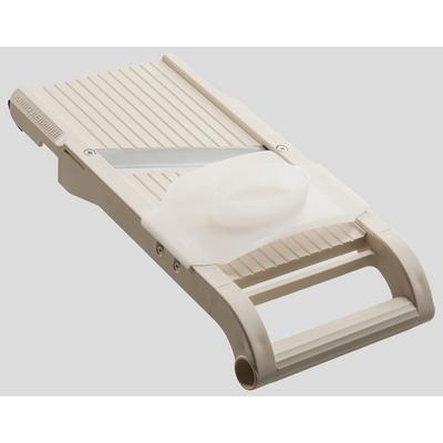 Louis Tellier BN120 Benriner Japanese Mandoline Slicer w/ Adjustable Slicing blade - Stainless Steel Blades, ABS Plastic Frame, Beige