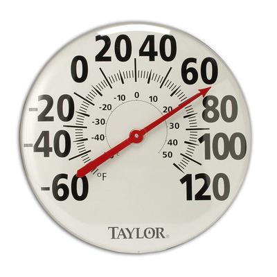 Taylor 681 Extra Large Thermometer w/ Bold Graphics, Brushed Silver Bezel
