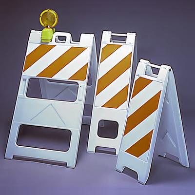 Accuform Signs FBA311WT Fold Up Barricade w/ Orange/White Reflective Sheeting - Plastic, White Body