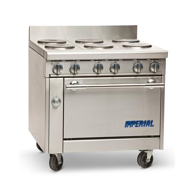 Imperial IHR-6-E 36" Spec Series 6 Sealed Element Commercial Electric Range w/ Standard Oven, 208v/1ph, Stainless Steel