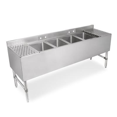 John Boos UBS4-1884-2D18-X 84" 4 Compartment Underbar Sink w/ 10"L x 14"W Bowls, 10" Deep, Stainless Steel