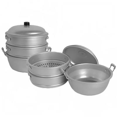 Thunder Group ALST006 13" Round Chinese Steamer Set, Aluminum, Silver