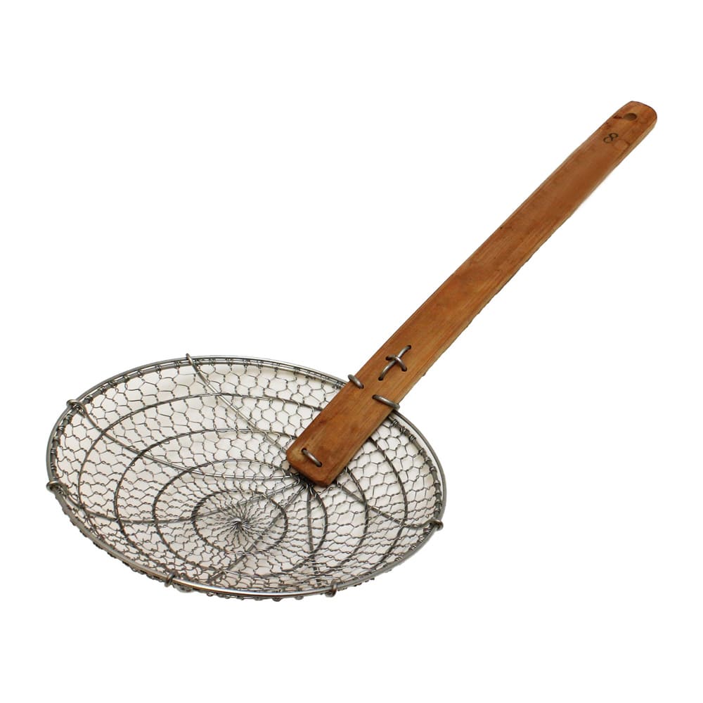 Thunder Group SLSKR008GV 8" Coarse Mesh Skimmer - Bamboo Handle, Galvanized Steel, Silver