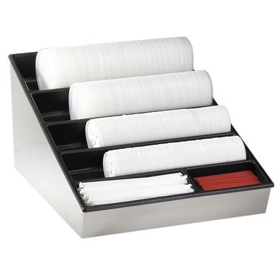 Dispense-Rite WLS-1 Lid, Straw & Condiment Organizer, Wide, 11 3/8 x 16 1/2 x 22 1/4 in, SS/ABS, Stainless Steel