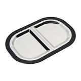 Service Ideas LO125BLC Complete Rectangular Platter Set, Divided, Large, Stackable, Black, Silver