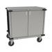 Cadco CC-LUC-L4 Locking Door Utility Cart w/ Adjustable Storage Shelf & Handle - Stainless Steel/Navy Laminate, Blue