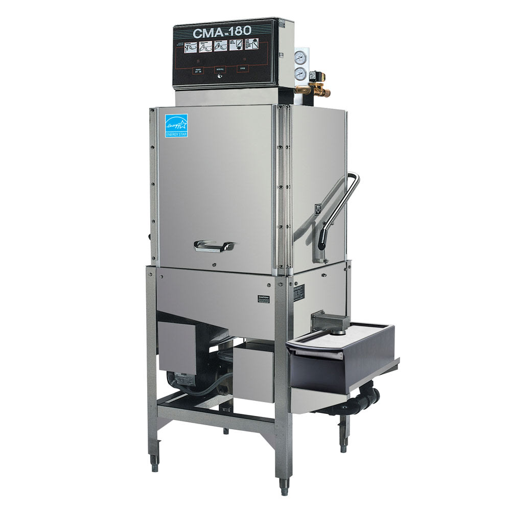 CMA Dishmachines CMA-180CB 208/3 High Temp Door Type Dishwasher w/ 60 Racks/hr Capacity, Built-in Booster, 208v/3ph, Stainless Steel