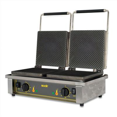 Equipex GED40 Double Cone Waffle Baker w/ Drip Tray - Stainless Steel, 220v/1ph, Cone Pattern, 208-240V