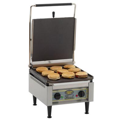 Equipex PANINIXL/1 S/S Single Commercial Panini Press w/ Cast Iron Smooth Plates, 120v, Smooth Top and Bottom Plates, 14" x 14" Cooking Surface, Stainless Steel