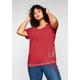 T-Shirt SHEEGO "Große Größen" Gr. 40/42, rot (mohnrot) Damen Shirts Jersey in 2-in-1-Optik mit Print und Tunnelzug