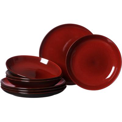 Tafelservice RITZENHOFF & BREKER "Teller Set, Geschirr-Set Gambia", rot, 8 tlg., Steinzeug, Geschirr-Sets, Reaktivglasur, jedes Stück ein Unikat, 8 Teile, für 4 Personen Image