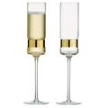 Anton Studio Designs - Set of 2 SoHo Champagne Flutes I Edge Design and Gold Electroplated I 200ml Glasses for a Champagne Gift Set, Gift Boxed