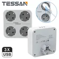 TESSAN – multiprise murale ue avec 4 prises ca et 3 Ports USB adaptateur 7 en 1 Protection contre